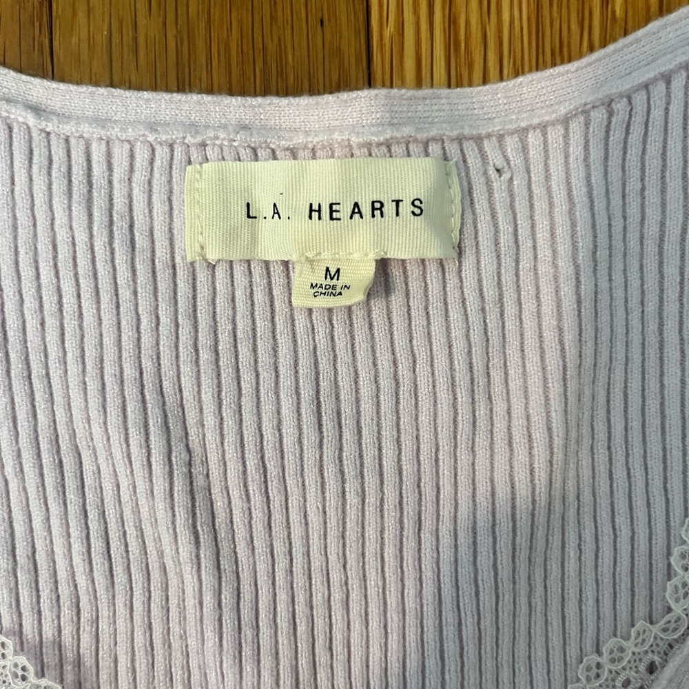 Pacsun Lilac Sweater Long-Sleeve Top w/ Lace Neckline - Picture 4 of 5